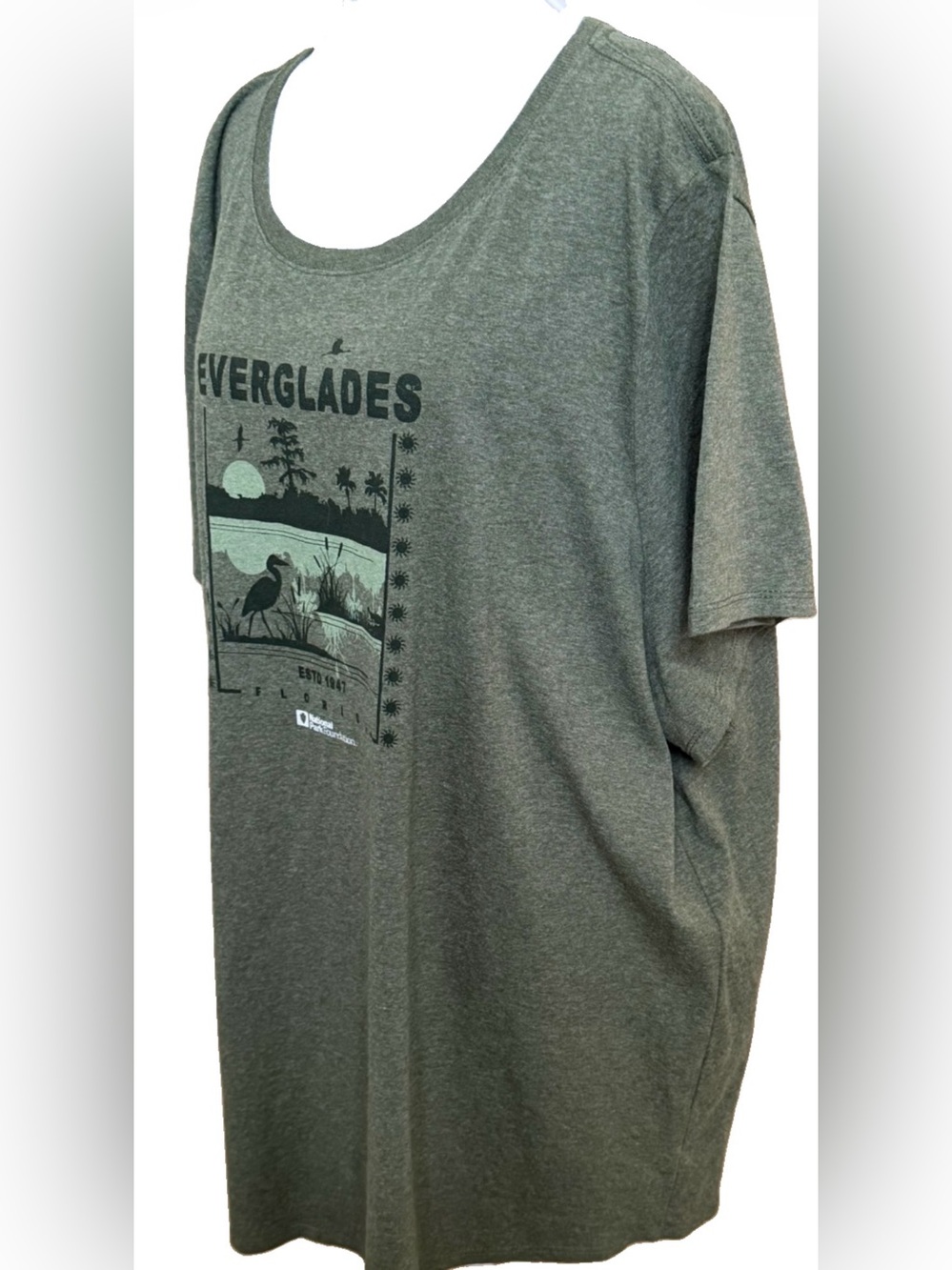 Sonoma Dark Green Everglades Graphic Knit T-Shirt Scoop Neck Plus 3X - Picture 4 of 5
